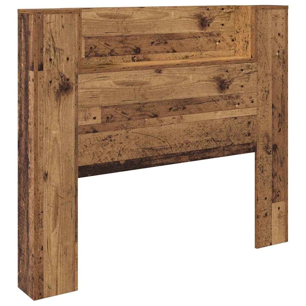 vidaXL Storage Headboard with LED Old Wood Engineered Wood