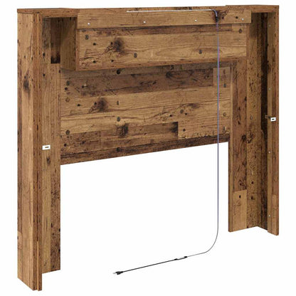 vidaXL Storage Headboard with LED Old Wood Engineered Wood