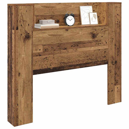 vidaXL Storage Headboard with LED Old Wood Engineered Wood