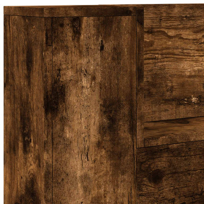 vidaXL Storage Headboard with LED Smoked Oak Engineered Wood