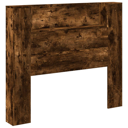 vidaXL Storage Headboard with LED Smoked Oak Engineered Wood