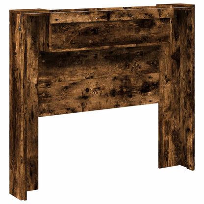 vidaXL Storage Headboard with LED Smoked Oak Engineered Wood