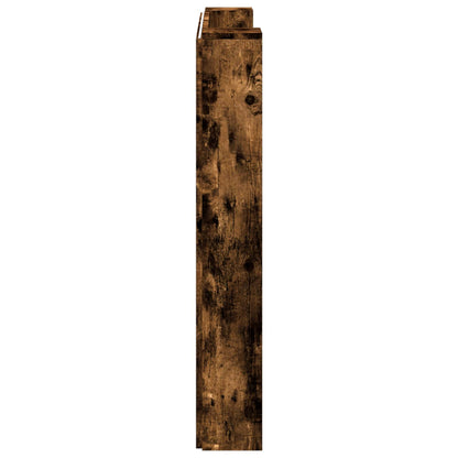 vidaXL Storage Headboard with LED Smoked Oak Engineered Wood