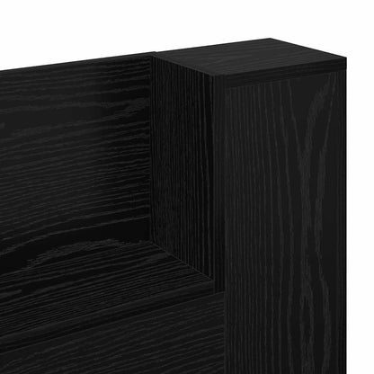 vidaXL Storage Headboard with LED Black Oak Engineered Wood