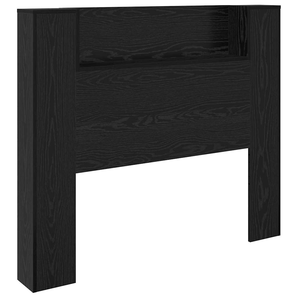 vidaXL Storage Headboard with LED Black Oak Engineered Wood