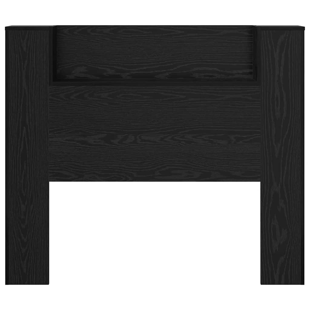 vidaXL Storage Headboard with LED Black Oak Engineered Wood