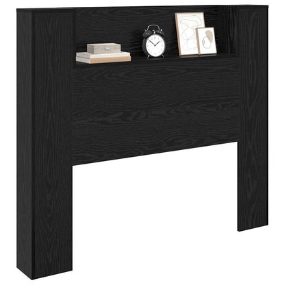 vidaXL Storage Headboard with LED Black Oak Engineered Wood