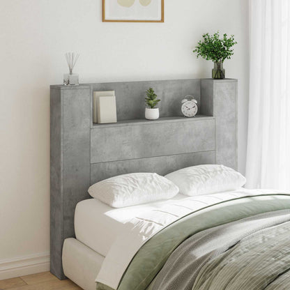 vidaXL Storage Headboard with LED Concrete Grey Engineered Wood