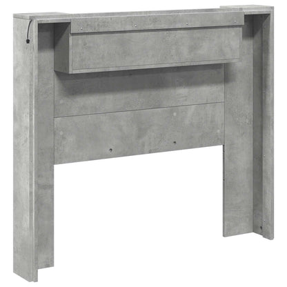 vidaXL Storage Headboard with LED Concrete Grey Engineered Wood