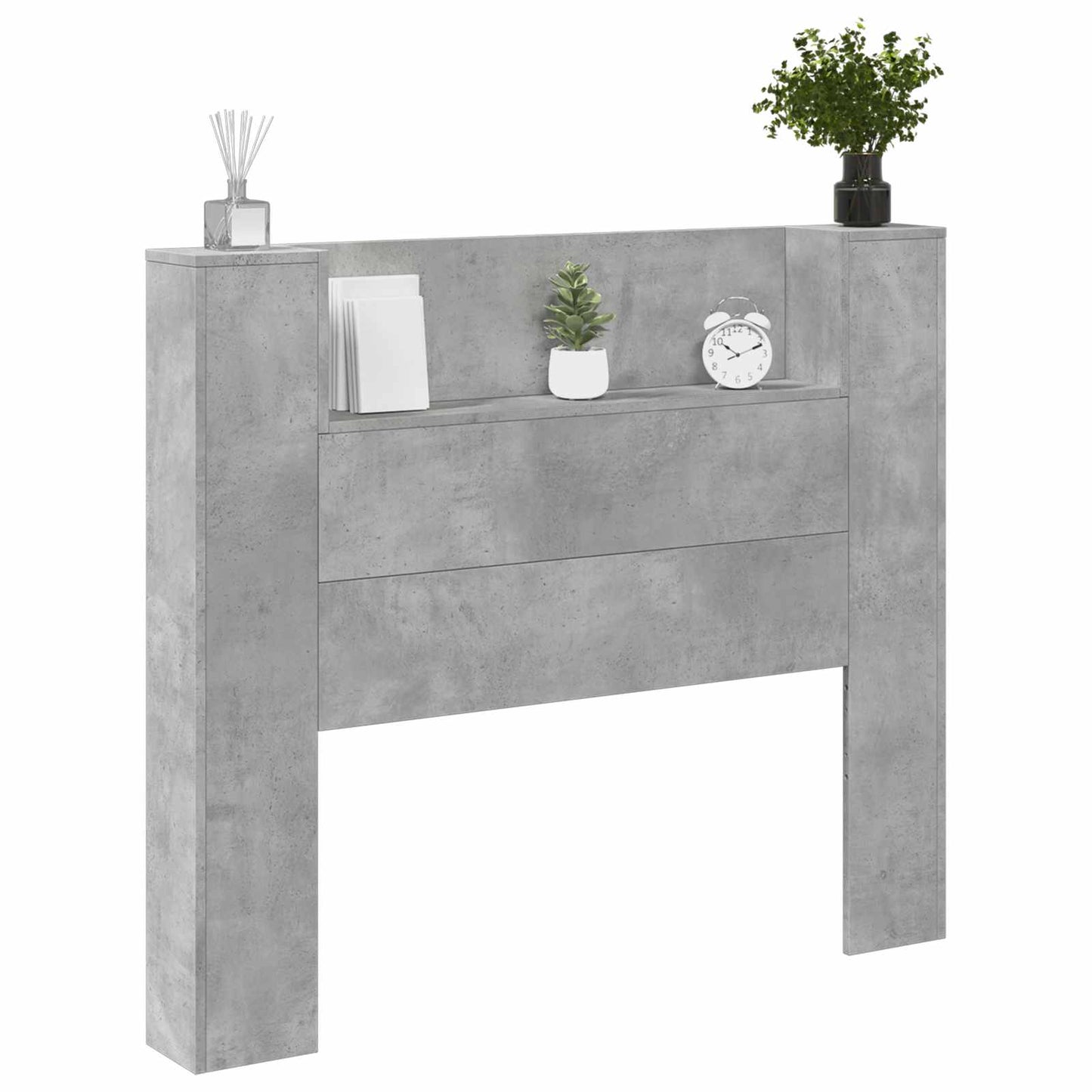 vidaXL Storage Headboard with LED Concrete Grey Engineered Wood
