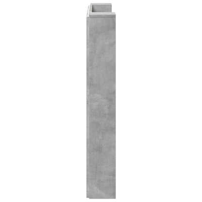 vidaXL Storage Headboard with LED Concrete Grey Engineered Wood