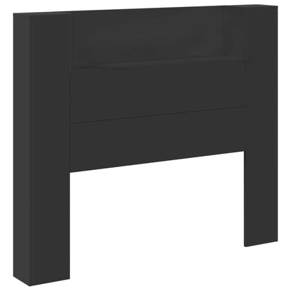 vidaXL Storage Headboard with LED Black Engineered Wood
