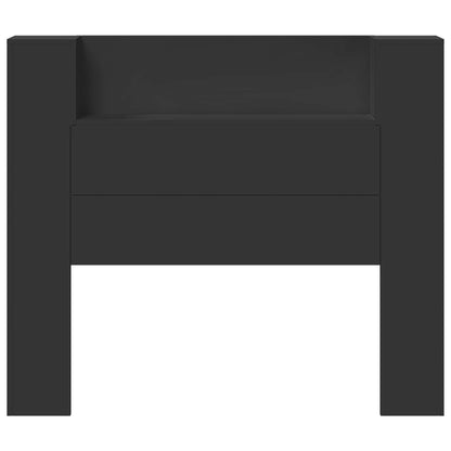 vidaXL Storage Headboard with LED Black Engineered Wood