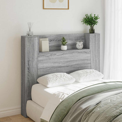vidaXL Storage Headboard with LED Grey Sonoma Engineered Wood