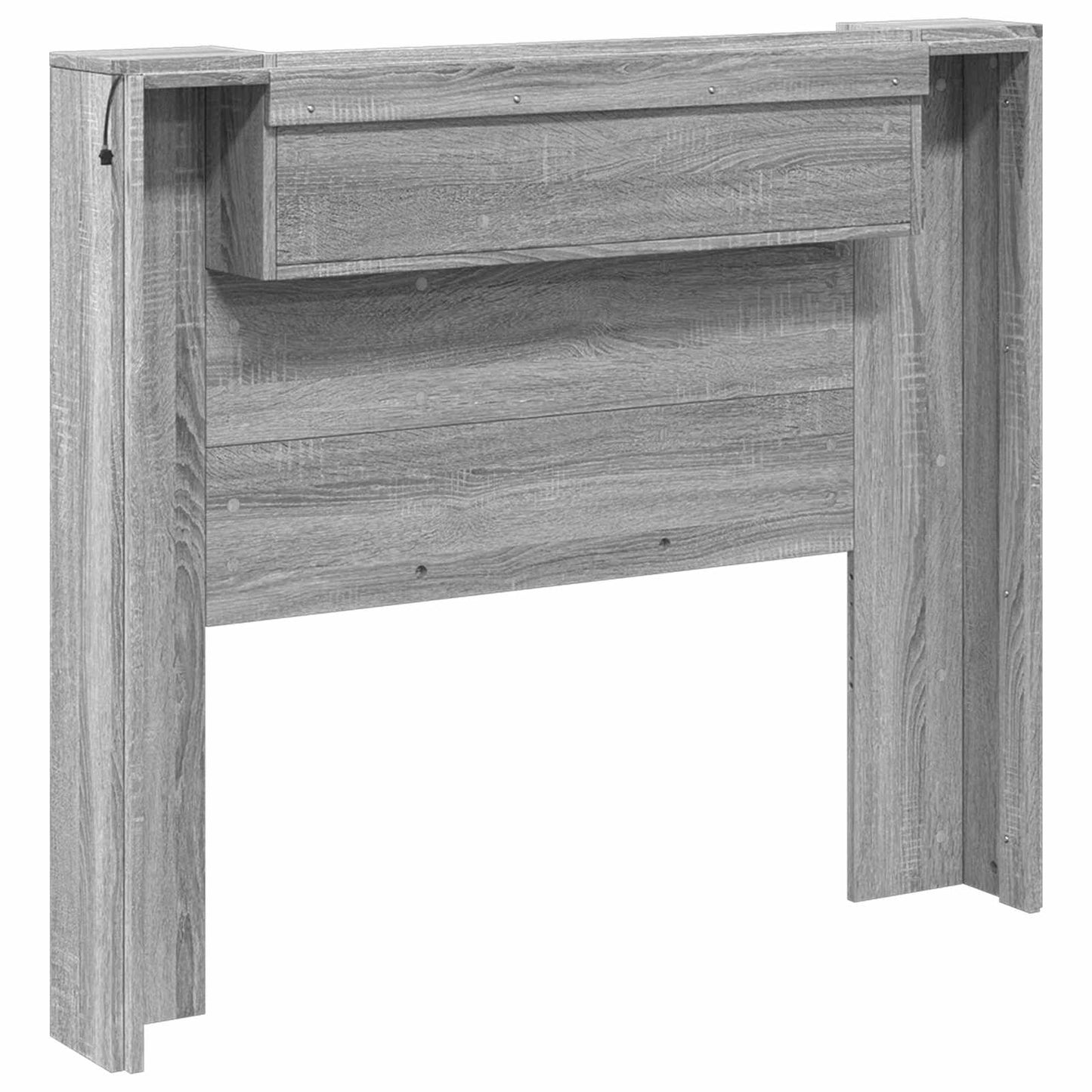 vidaXL Storage Headboard with LED Grey Sonoma Engineered Wood