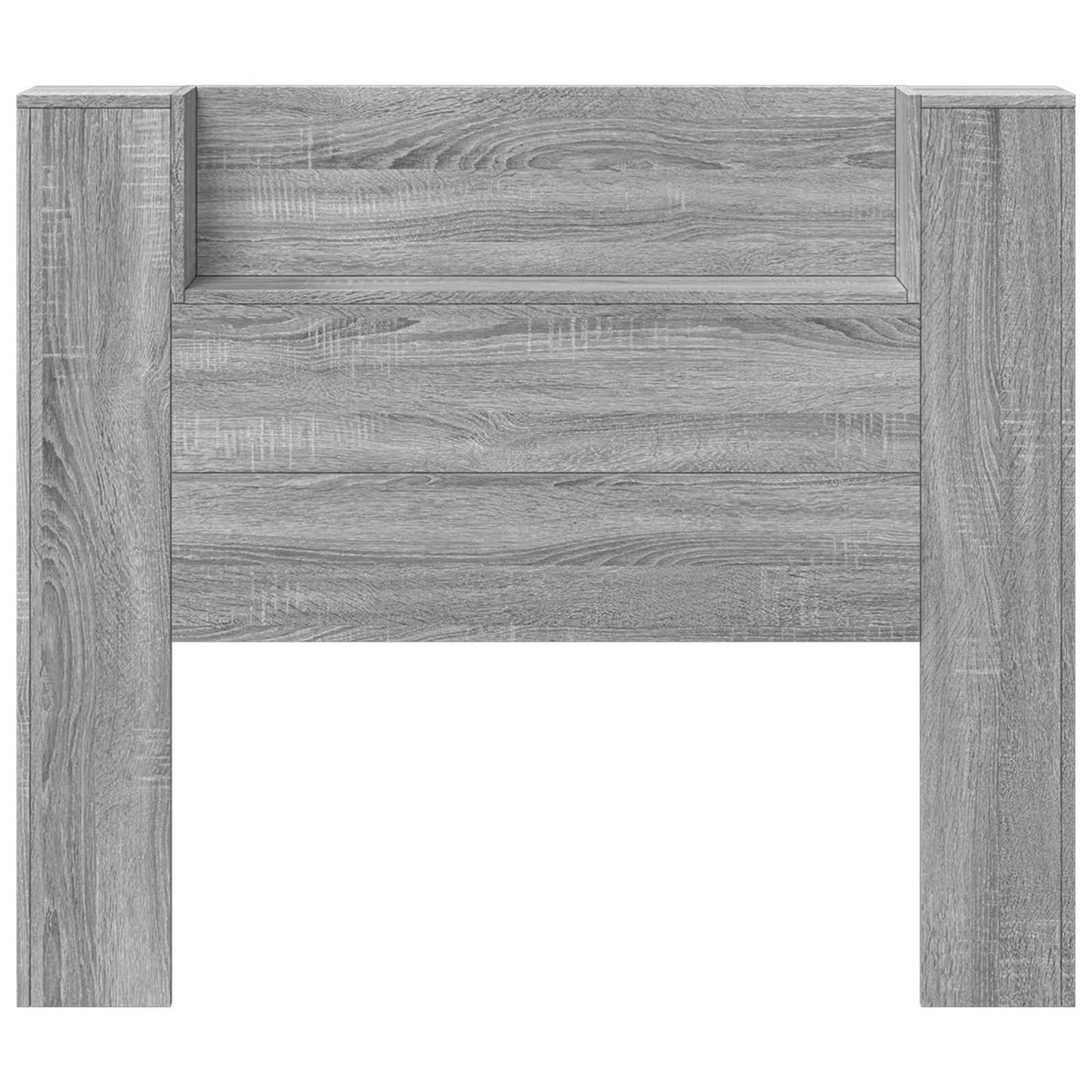 vidaXL Storage Headboard with LED Grey Sonoma Engineered Wood