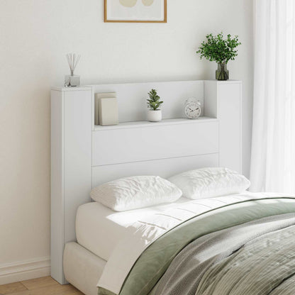 vidaXL Storage Headboard with LED White Engineered Wood