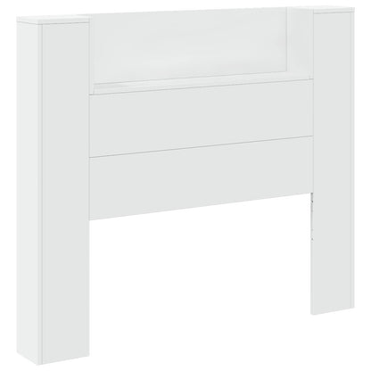 vidaXL Storage Headboard with LED White Engineered Wood