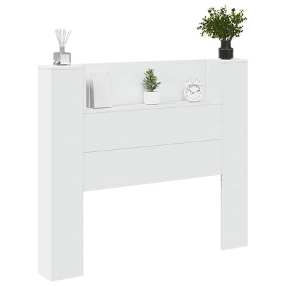 vidaXL Storage Headboard with LED White Engineered Wood