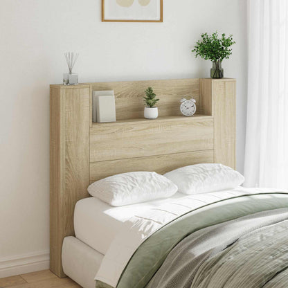 vidaXL Storage Headboard with LED Sonoma Oak Engineered Wood