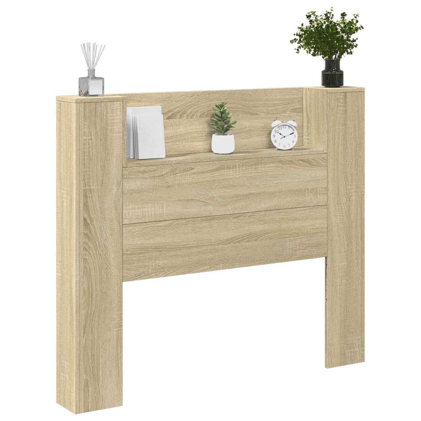vidaXL Storage Headboard with LED Sonoma Oak Engineered Wood