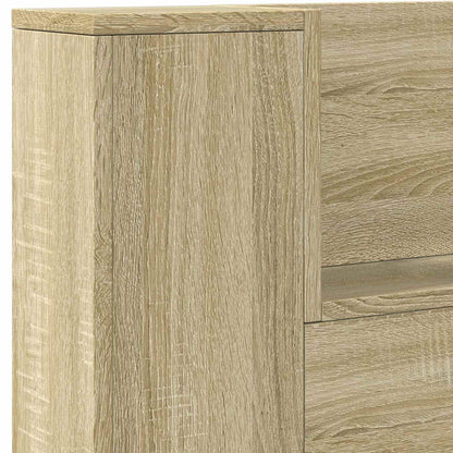 vidaXL Storage Headboard with LED Sonoma Oak Engineered Wood