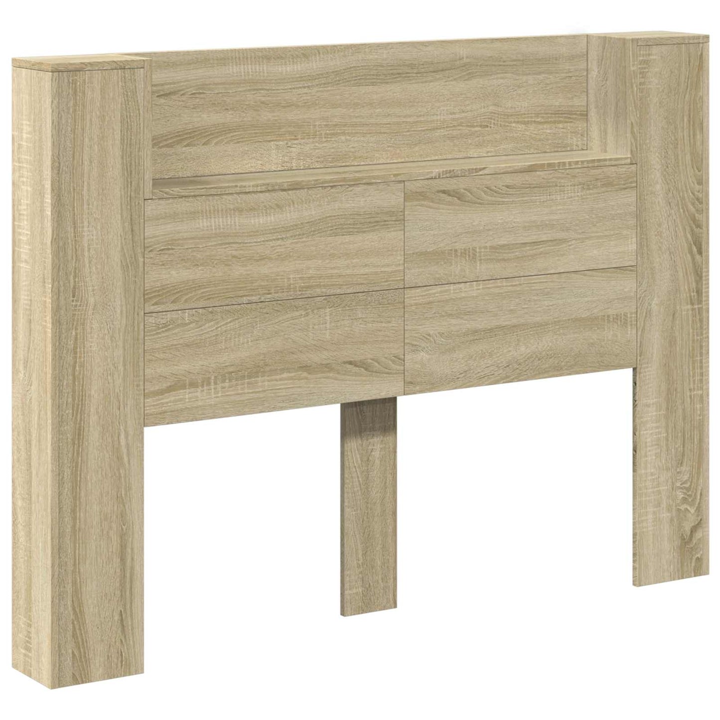 vidaXL Storage Headboard with LED Sonoma Oak Engineered Wood