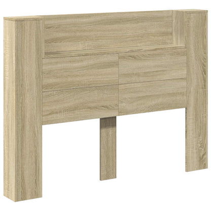 vidaXL Storage Headboard with LED Sonoma Oak Engineered Wood