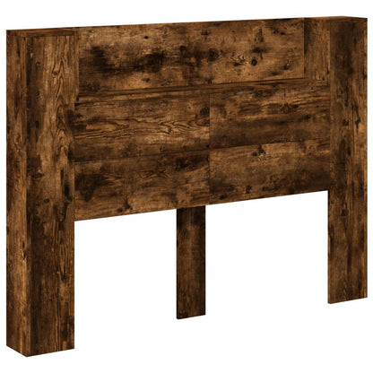 vidaXL Storage Headboard with LED Smoked Oak Engineered Wood
