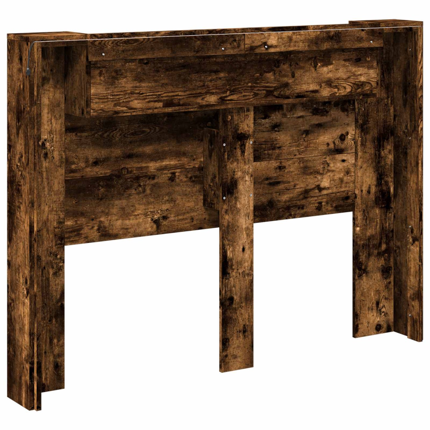 vidaXL Storage Headboard with LED Smoked Oak Engineered Wood