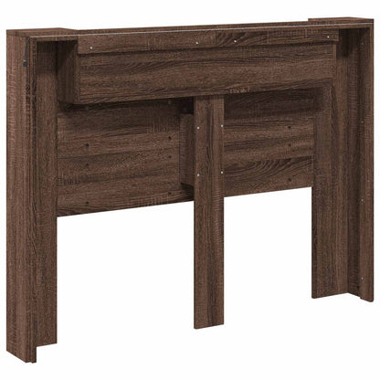 vidaXL Storage Headboard with LED Brown Oak Engineered Wood