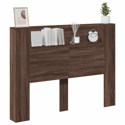 vidaXL Storage Headboard with LED Brown Oak Engineered Wood