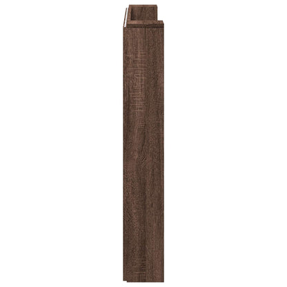 vidaXL Storage Headboard with LED Brown Oak Engineered Wood