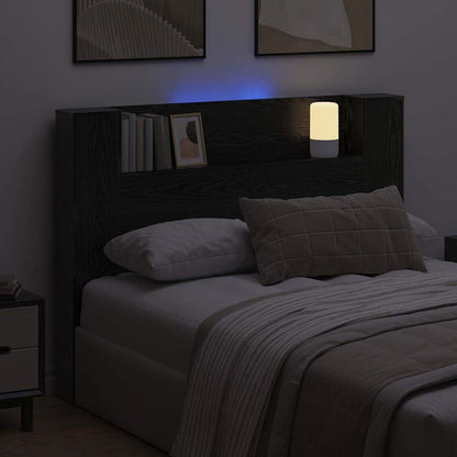 vidaXL Storage Headboard with LED Black Oak Engineered Wood