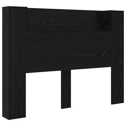 vidaXL Storage Headboard with LED Black Oak Engineered Wood