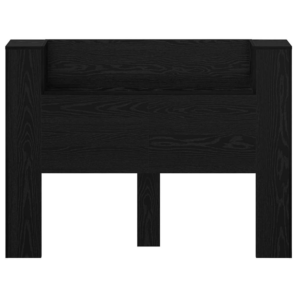 vidaXL Storage Headboard with LED Black Oak Engineered Wood