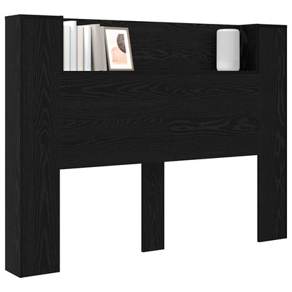 vidaXL Storage Headboard with LED Black Oak Engineered Wood