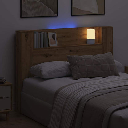 vidaXL Storage Headboard with LED Artisan Oak Engineered Wood