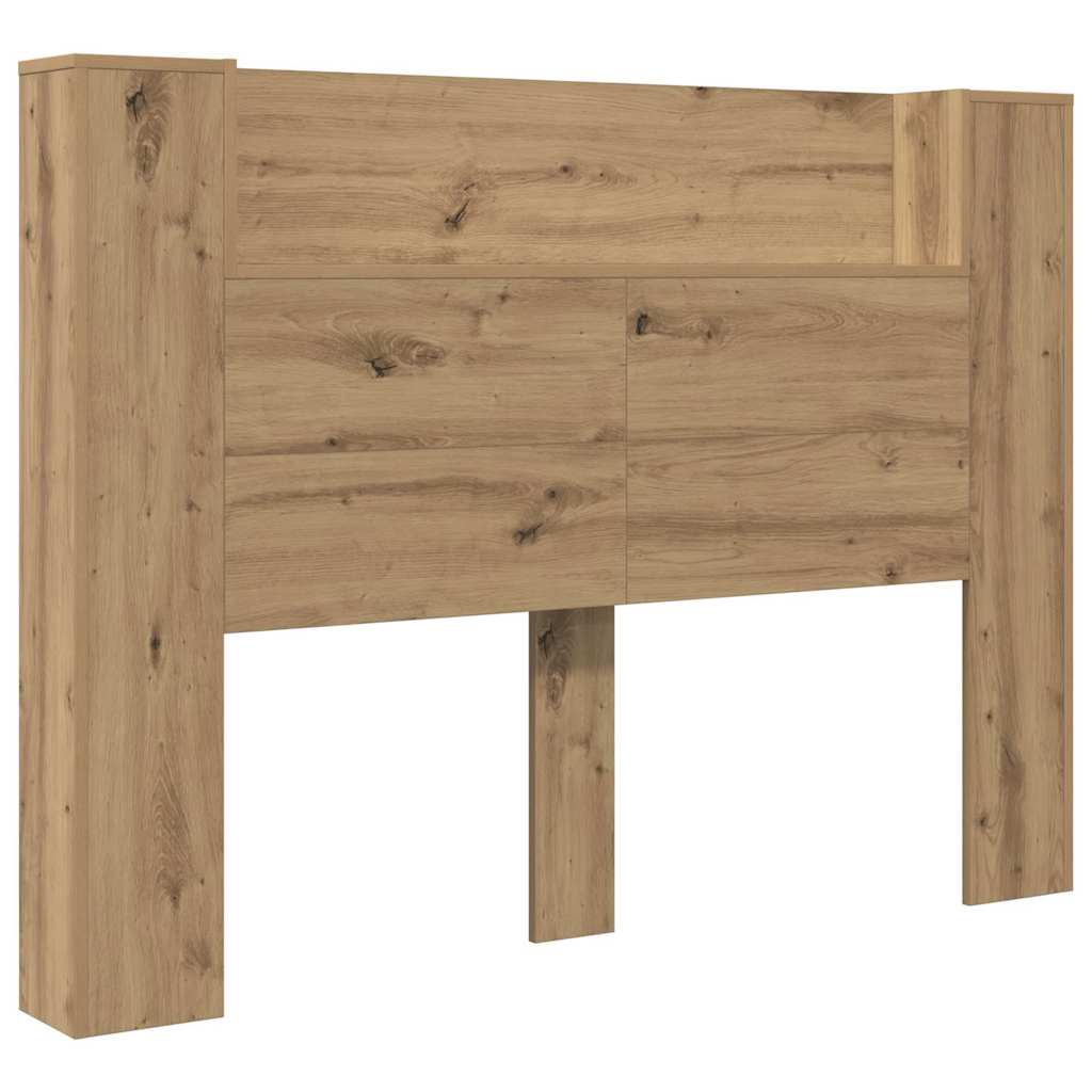 vidaXL Storage Headboard with LED Artisan Oak Engineered Wood