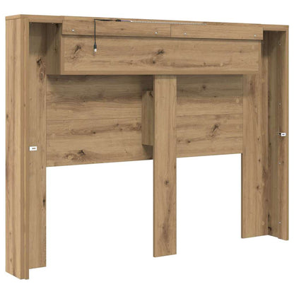 vidaXL Storage Headboard with LED Artisan Oak Engineered Wood