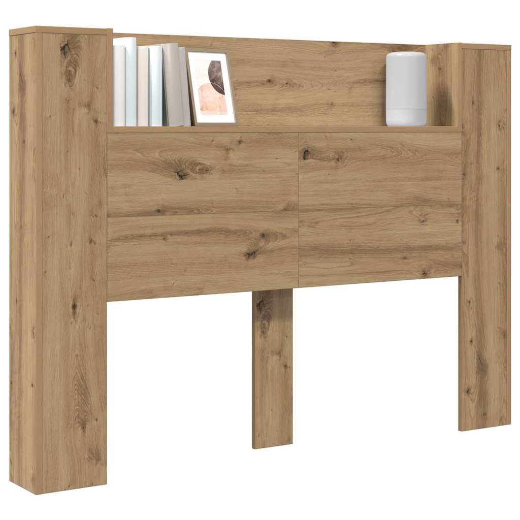 vidaXL Storage Headboard with LED Artisan Oak Engineered Wood