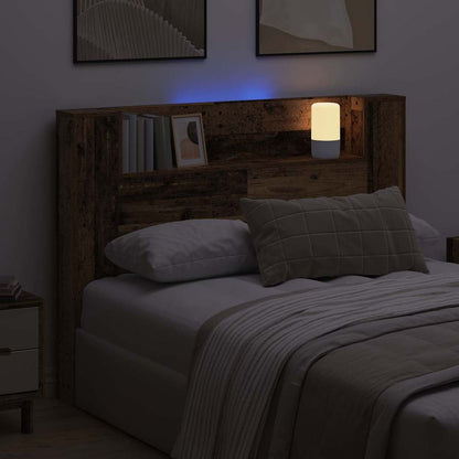 vidaXL Storage Headboard with LED Old Wood Engineered Wood