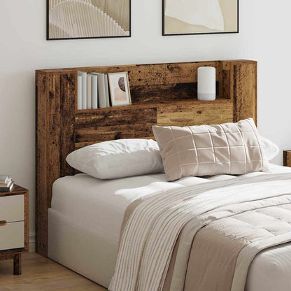 vidaXL Storage Headboard with LED Old Wood Engineered Wood