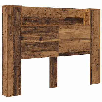 vidaXL Storage Headboard with LED Old Wood Engineered Wood