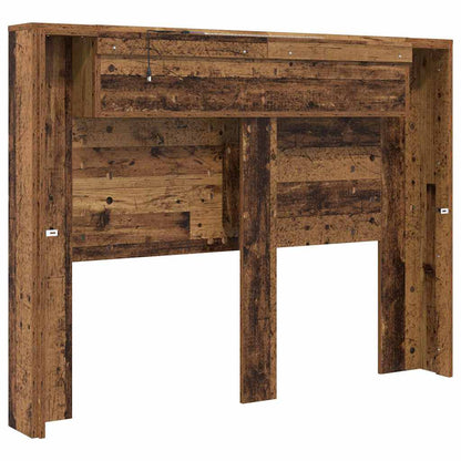 vidaXL Storage Headboard with LED Old Wood Engineered Wood