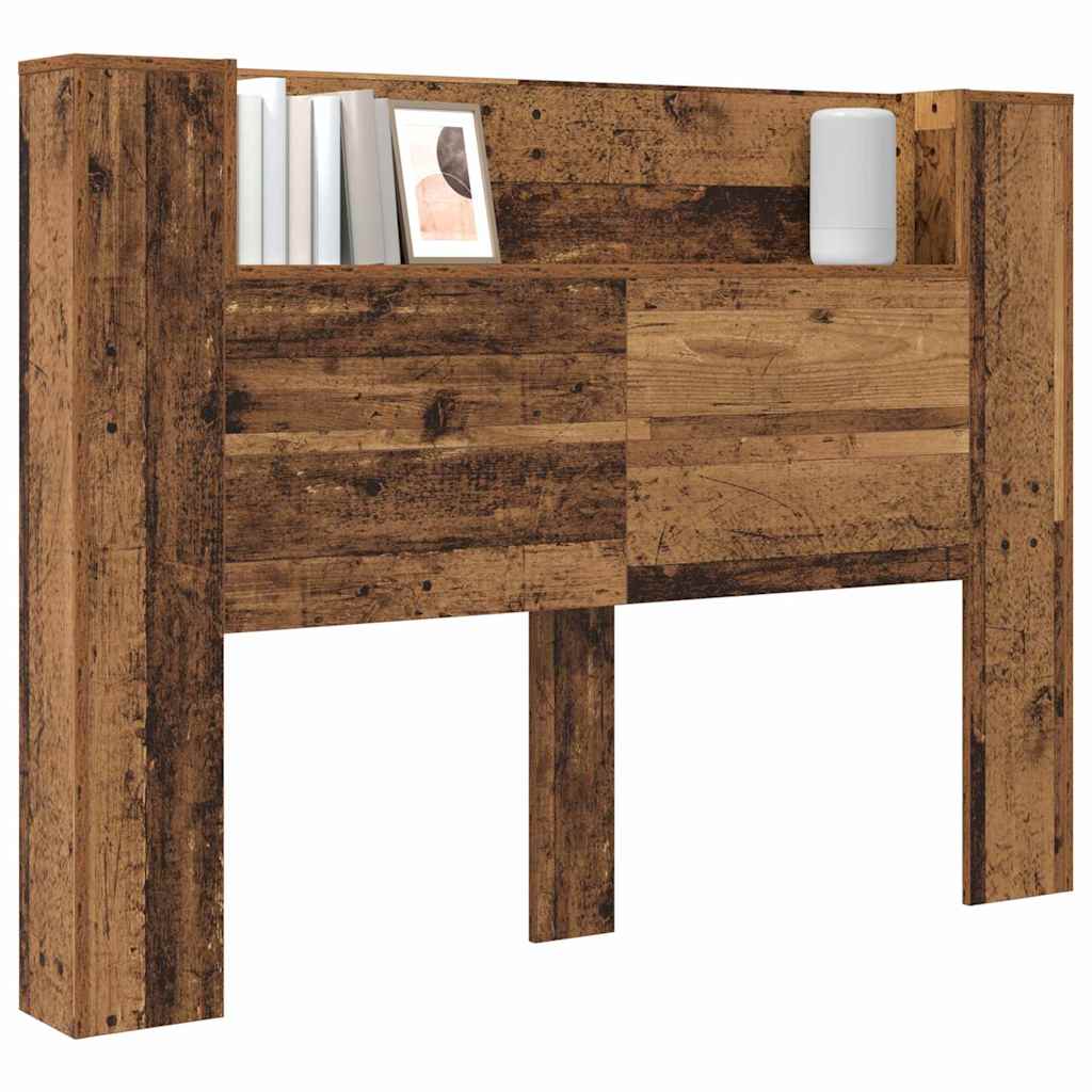 vidaXL Storage Headboard with LED Old Wood Engineered Wood
