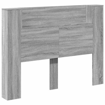 vidaXL Storage Headboard with LED Grey Sonoma Engineered Wood