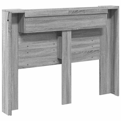 vidaXL Storage Headboard with LED Grey Sonoma Engineered Wood
