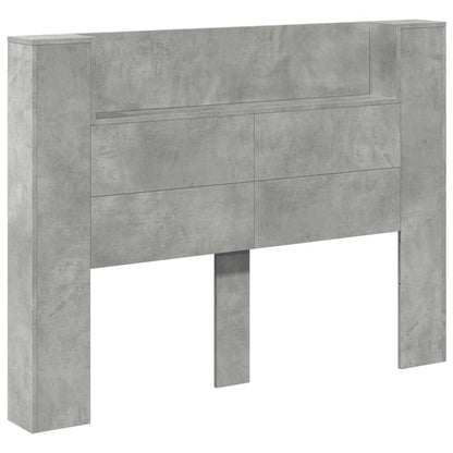 vidaXL Storage Headboard with LED Concrete Grey Engineered Wood