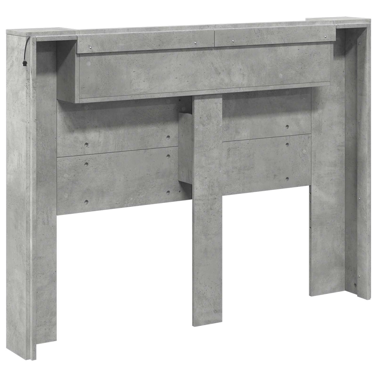 vidaXL Storage Headboard with LED Concrete Grey Engineered Wood